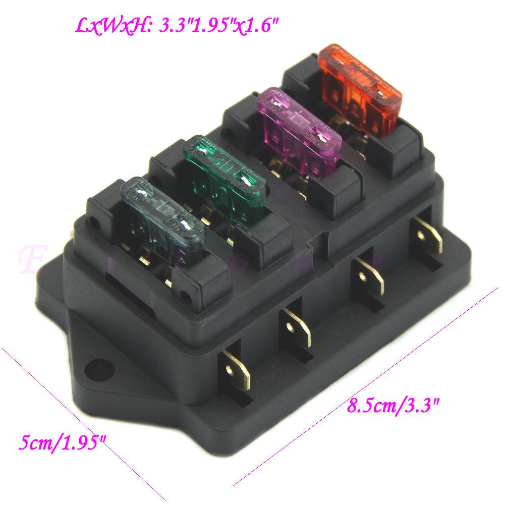 4 Way Circuit Car Boat Auto Automotive Blade Fuse Box Block Holder ATC ATO
