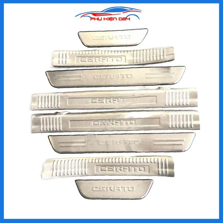 Bộ ốp bậc cửa trong ngoài nẹp bước chân Cerato 2014-2015-2016-2017-2018 Inox chống trầy trang trí xe