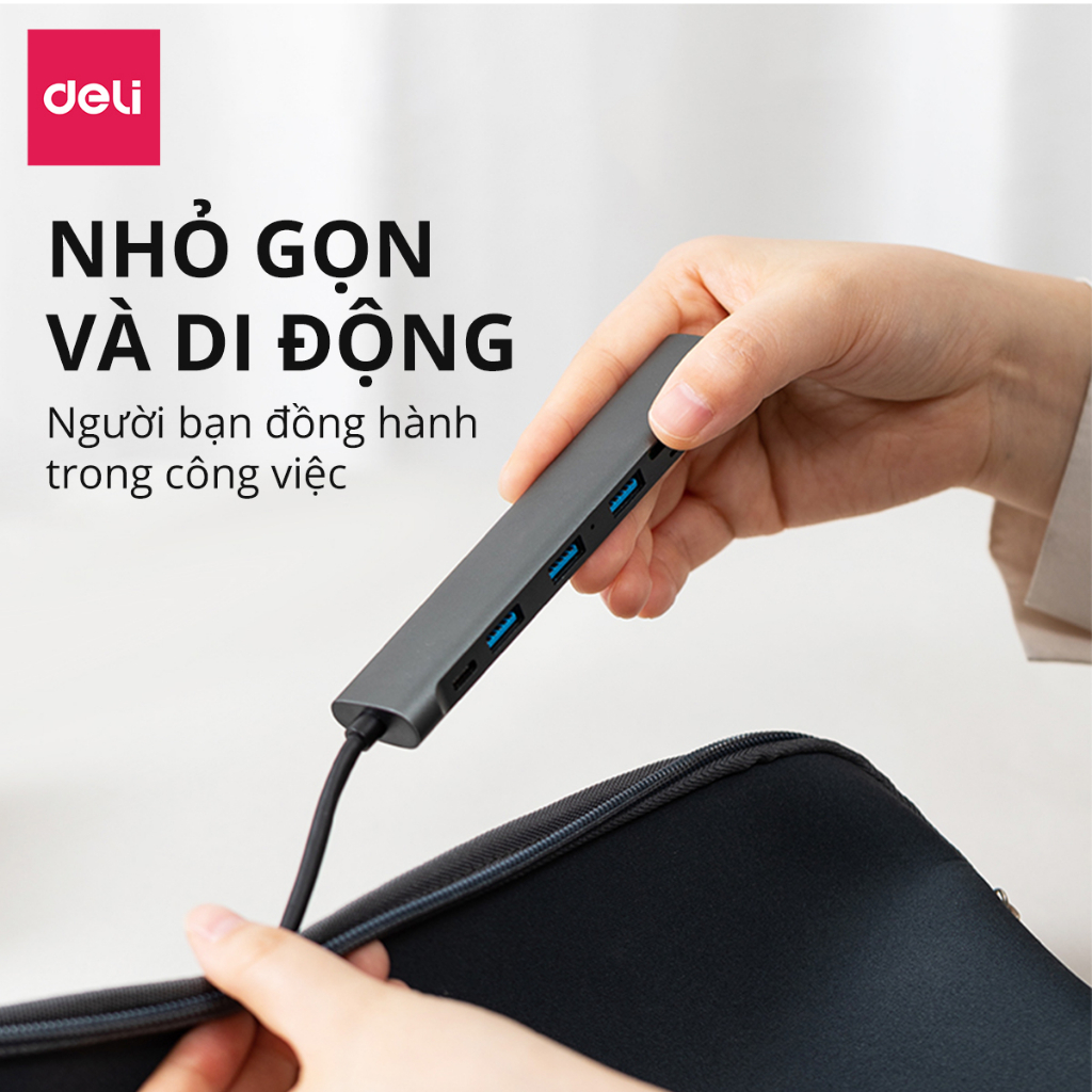 HUB Mở Rộng AOKA by DELI - Hàng Chính Hãng - 4 Cổng USB SD Card TF Card Type C và HDMI Cho Điện Thoại Máy Tính Laptop Truyền Tải Dữ Liệu Tốc Độ Cao Cao Cấp Cho Sinh Viên Học Sinh Văn Phòng