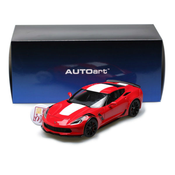 Xe Mô Hình Chevrolet Corvette Grand Sport (Red/White Stripes/Black Fender Hash Marks) 1:18 Autoart - 71274 (Đỏ)