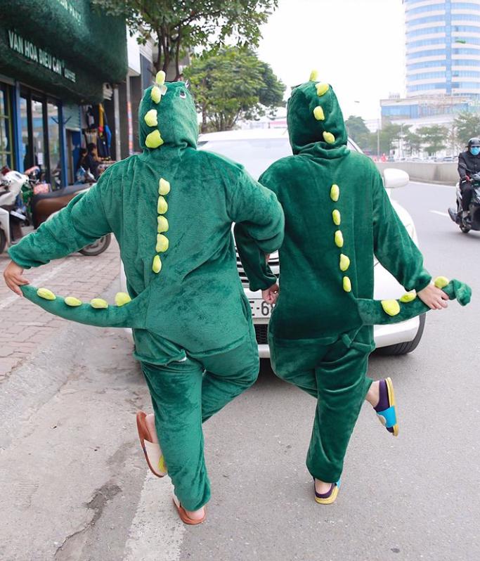 Bộ đồ liền thân hình thú Cá Sấu xanh