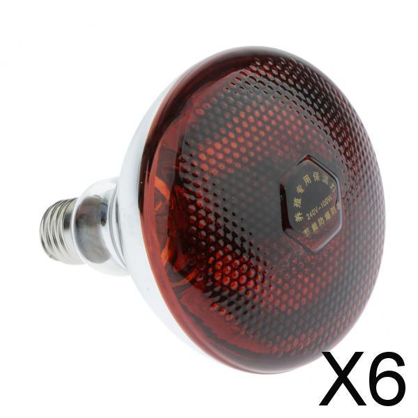 6xWaterproof E27 Heat Light Bulb Breeding Lamp Infrared Heater Bulbs 100W