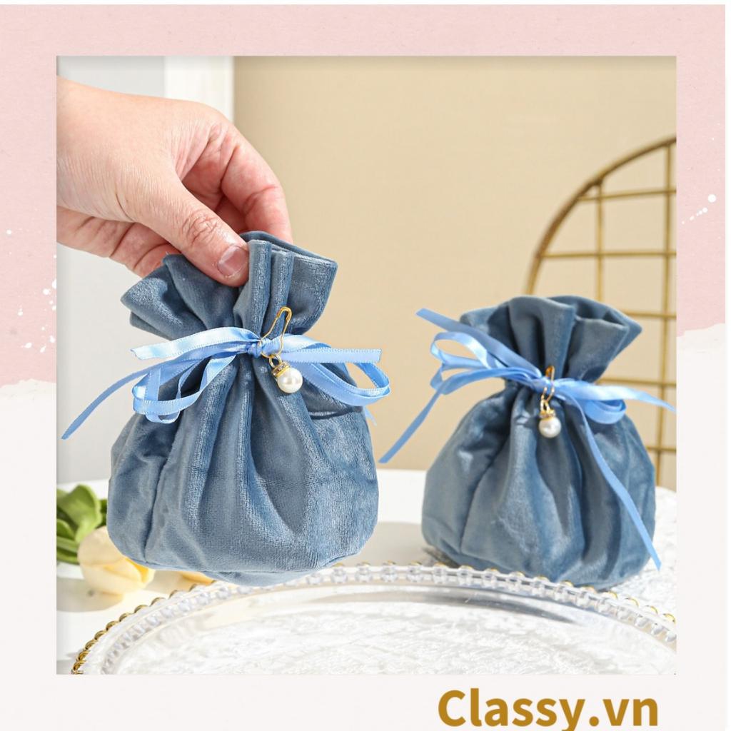 Túi nhung dây rút đính hạt xinh xắn dùng đựng quà tặng Classy NOEL, lễ tết, đám cưới T758