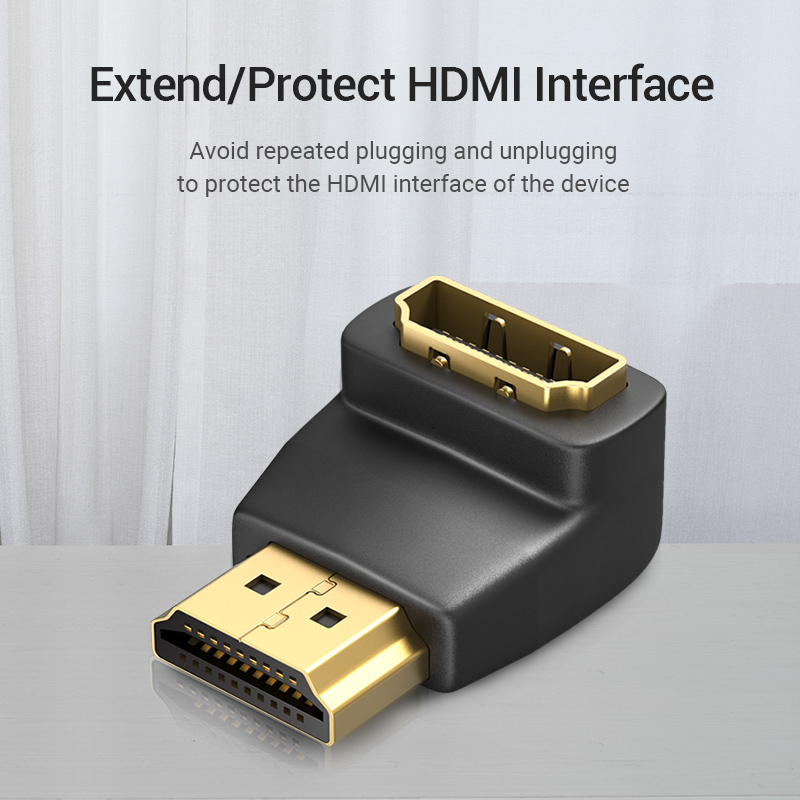 Đầu nối HDMI vuông góc 90 độ Vention 1 đực 1 cái - Hàng chính hãng