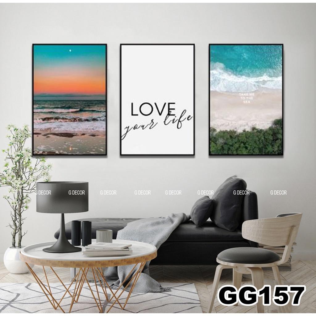 Tranh treo tường canvas 3 bức phong cách hiện đại Bắc Âu 157, tranh phong cảnh trang trí phòng khách, phòng ngủ, spa