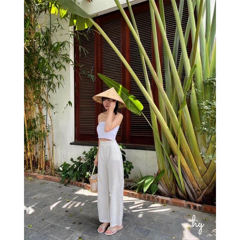 Quần nữ ống rộng chất đũi thời trang