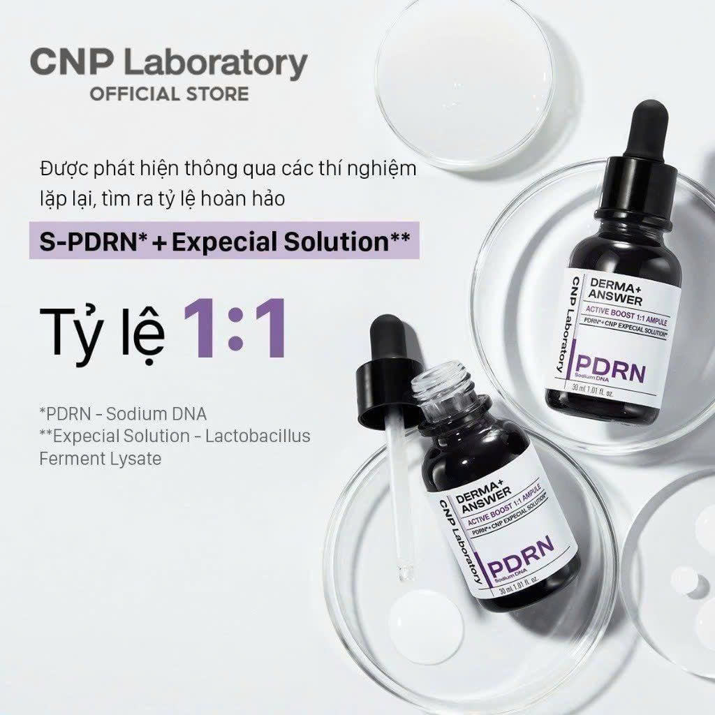 Set Tinh Chất PDRN Căng Bóng Sáng Da Hỗ Trợ Tái Sinh CNP Derma Answer Active Boost Ampule 30ml tặng thêm 15ml