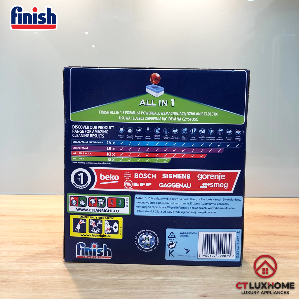 Viên rửa chén bát Finish All In One 50 viên hương chanh - 6 chức năng [RẺ VÔ ĐỊCH}