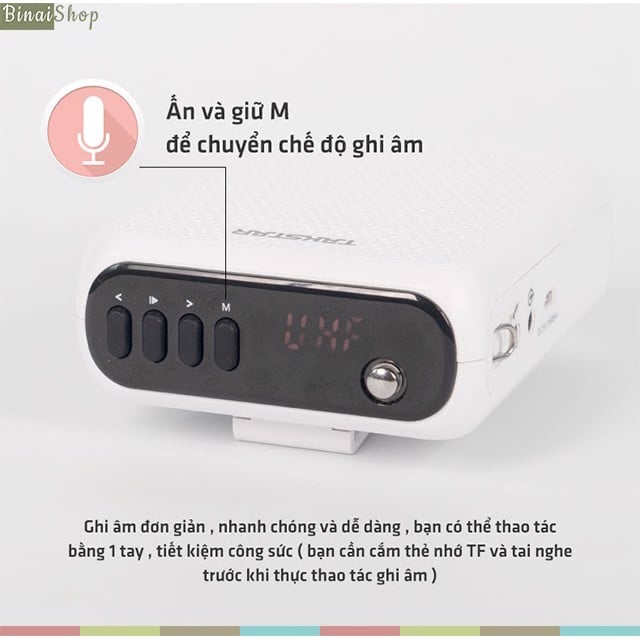 Takstar E300W- Tặng túi rút đựng máy trợ giảng - Máy Trợ Giảng Không Dây UHF, Kết Nối Bluetooth, Công Suất 10W Cho Giáo Viên, Bán Hàng - Hàng chính hãng