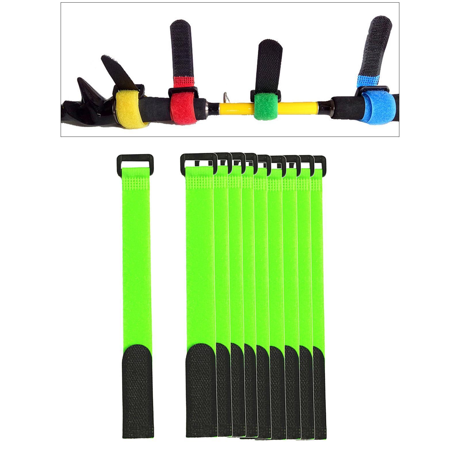 2x Set of 10 Fishing Rod Wrap Pole Straps, Elastic Nylon Fishing Rods Belt Ties Webbing with Loop Compression Bag Backpack Luggage Straps Band