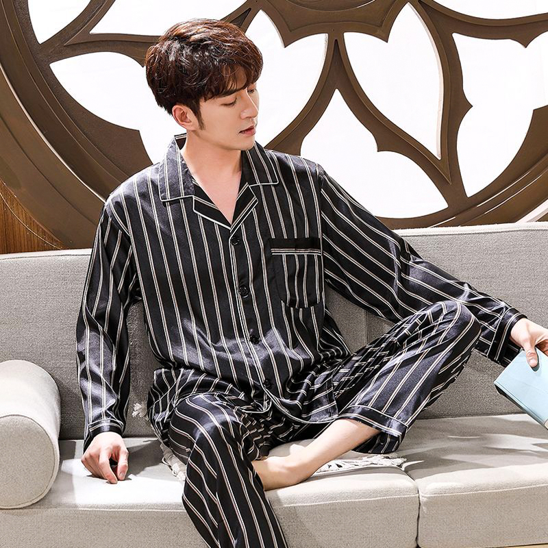 Đồ bộ Pyjama mặc nhà Nam chất liệu phi bóng rũ mềm mại, sọc trẻ trung -88217