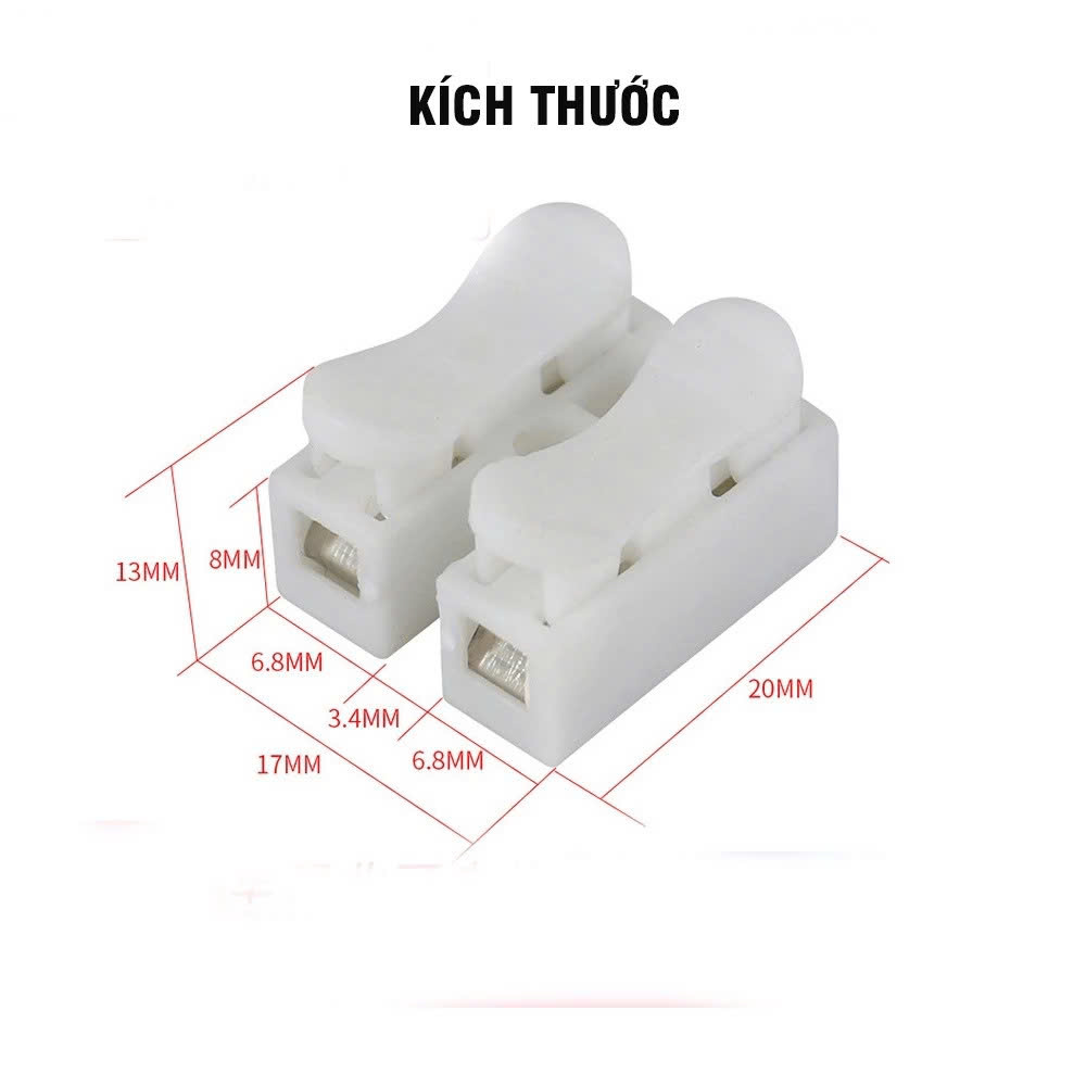 COMBO 10 Domino Nối Dây Điện Nhanh, Cút Nối Dây 2 Đầu Cách Điện CH-2 - Hàng Chính Hãng DÂY CÁP NỐI VÀ ADAPTER NGUỒN