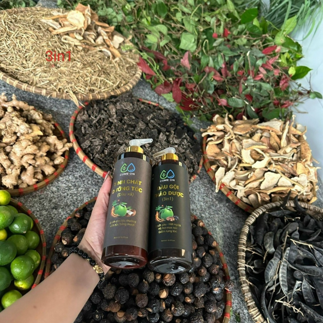 Dầu gội thảo dược hà thủ ô Come on chai 500ml, tặng túi thơm cà phê dầu gội thảo dược dưỡng tóc khỏe, sạch gàu