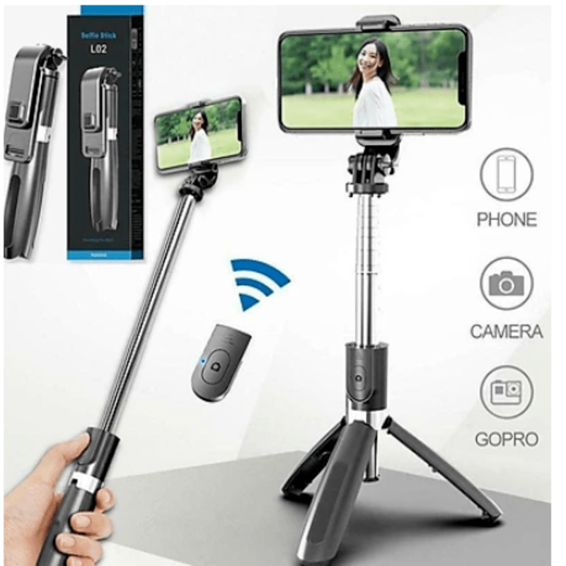 Gậy selfie L02 kim gậy tripod kết nối bluetooth thông minh - Hàng chính hãng