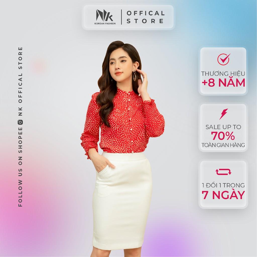 Áo Sơ Mi Nữ Công Sở NK FASHION Cổ Tàu Bèo Vai, Họa Tiết Chấm Bi, Voan Hàn Mềm Mịn NKSM2101014
