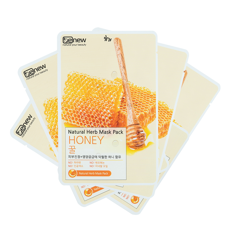 Combo 10 Miếng Mặt Nạ Giấy Mật Ong Benew Natural Herb Mask Pack Honey (22g / Miếng)