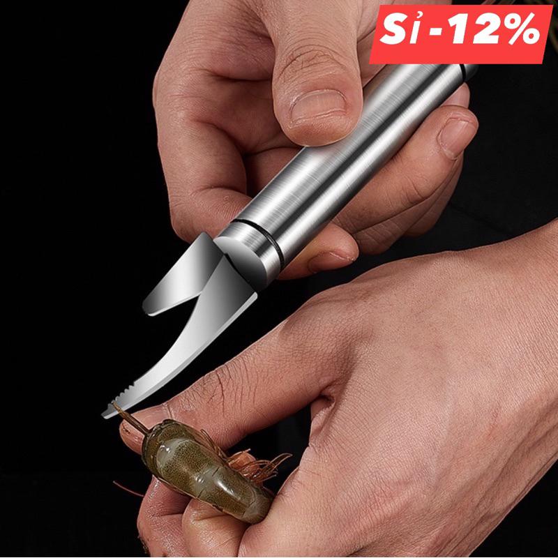 Dụng Cụ Lột Bóc Vỏ Tôm - Lấy Chỉ Tôm Kèm Dao Làm Lòng Gà Vịt, Mổ Cá Cạo Vảy Đa Năng