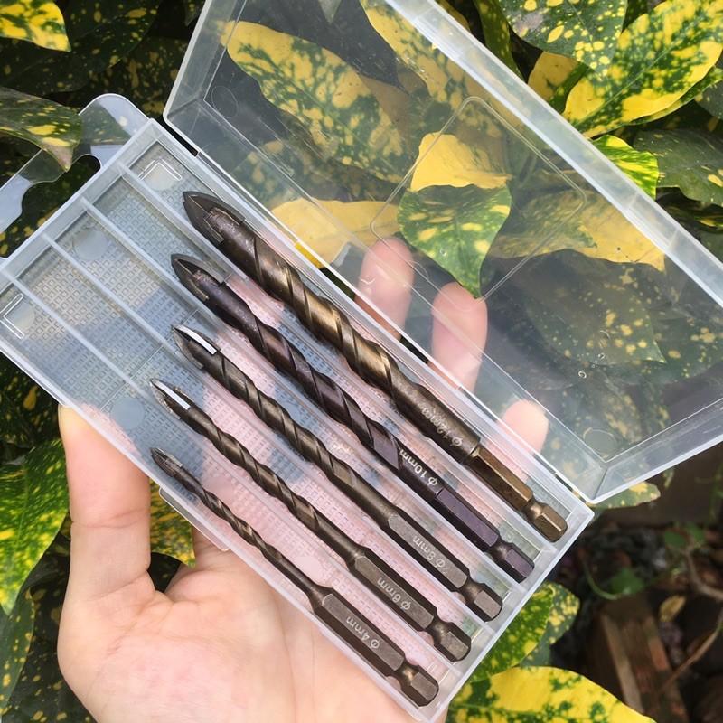 Bộ mũi khoan đa năng 5 mũi từ phi 4 đến phi 12 có hộp đựng của Nhật