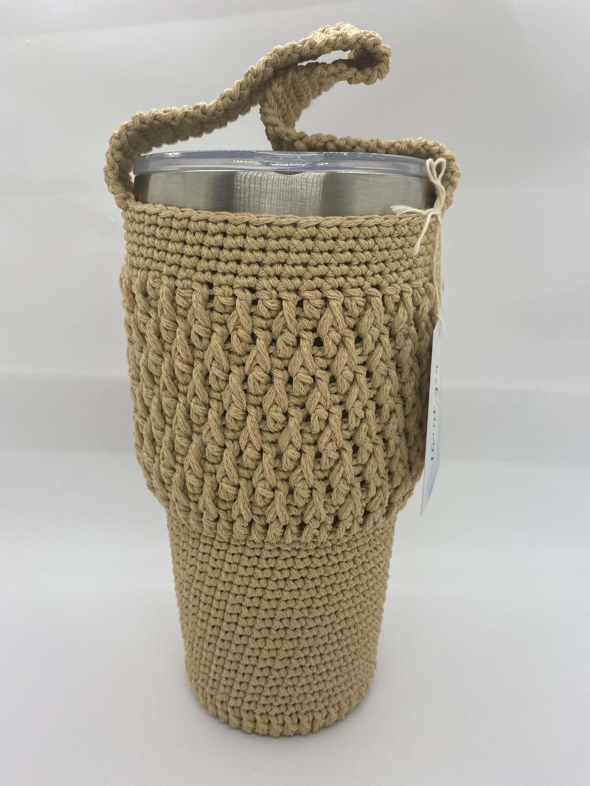 TÚI ĐỰNG LY GIỮ NHIỆT HANDMADE MÀU KEM