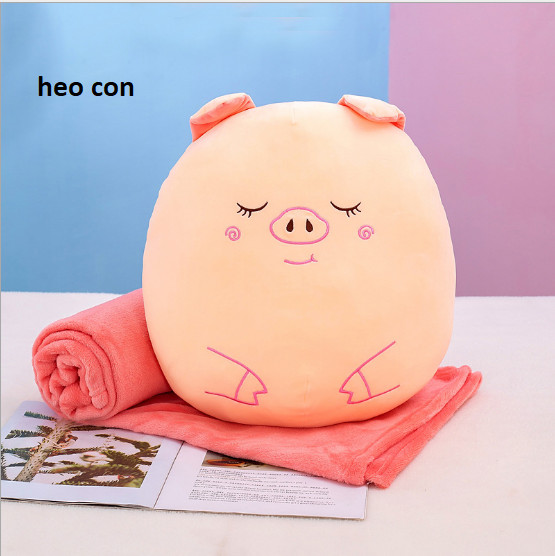 Gối mền tròn cute 3 trong 1 chât nỉ nhung cực mịn, hàng loại 1, bộ chăn gối văn phòng, gấu bông kèm mền GM80-Tron