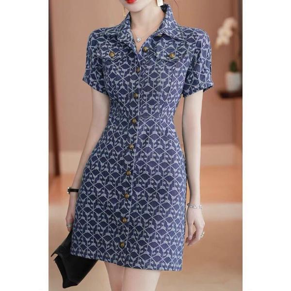ĐẦM JEAN PHỐI NÚT CAO CẤP