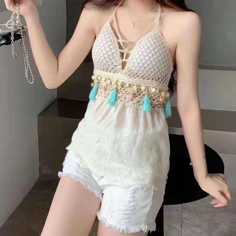 Áo bra len móc phối vải boy bikini đi biển cực xinh