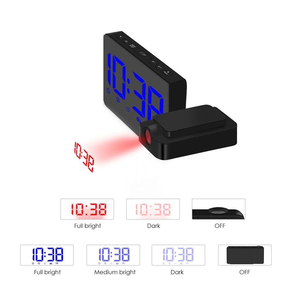 Đồng hồ báo thức đài FM có đèn Led chiếu lên trần, hoạt động bằng USB có thể điều chỉnh độ sáng