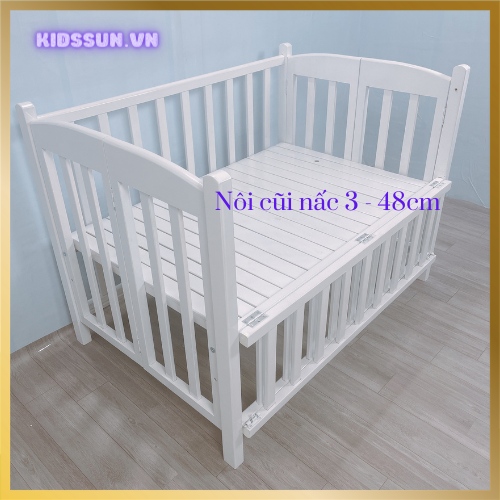 Giường cũi màu trắng tất cao cấp cho bé - 70x110x90