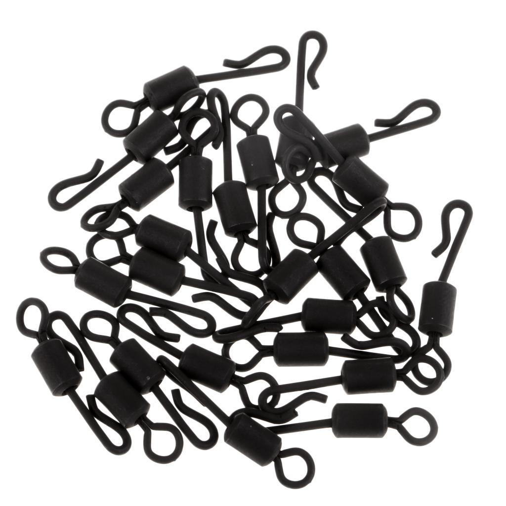 25pcs Long Body Q-Shaped Matte Black Quick Change Swivels for Carp Fishing