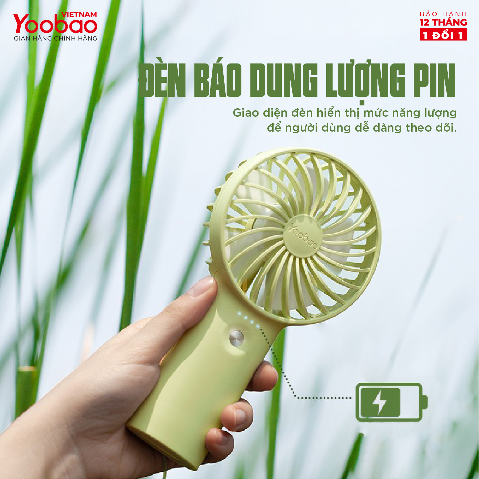 Quạt sạc mini để bàn làm việc YOOBAO F3 6000/3000mAh - Có thể chạy 32 giờ - Hàng chính hãng Bảo hành 12 tháng 1 đổi 1