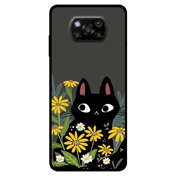 Ốp lưng dành cho Xiaomi Poco X3 - Mèo Đen Hoa Vàng