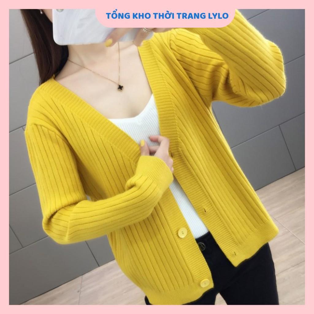 Áo len Cardigan nữ cổ V tay dài, áo len thu đông nhiều màu, áo len nữ dáng ngắn mẫu mới