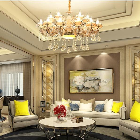 Đèn chùm trang trí pha lê cao cấp loại 15 tay chuẩn loại 1 kèm bóng LED nến