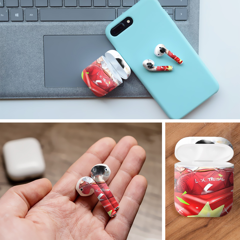 Miếng dán skin chống bẩn cho tai nghe AirPods in hình Lương Xuân Trường - U23 VietNam - Chib013 (bản không dây 1 và 2)