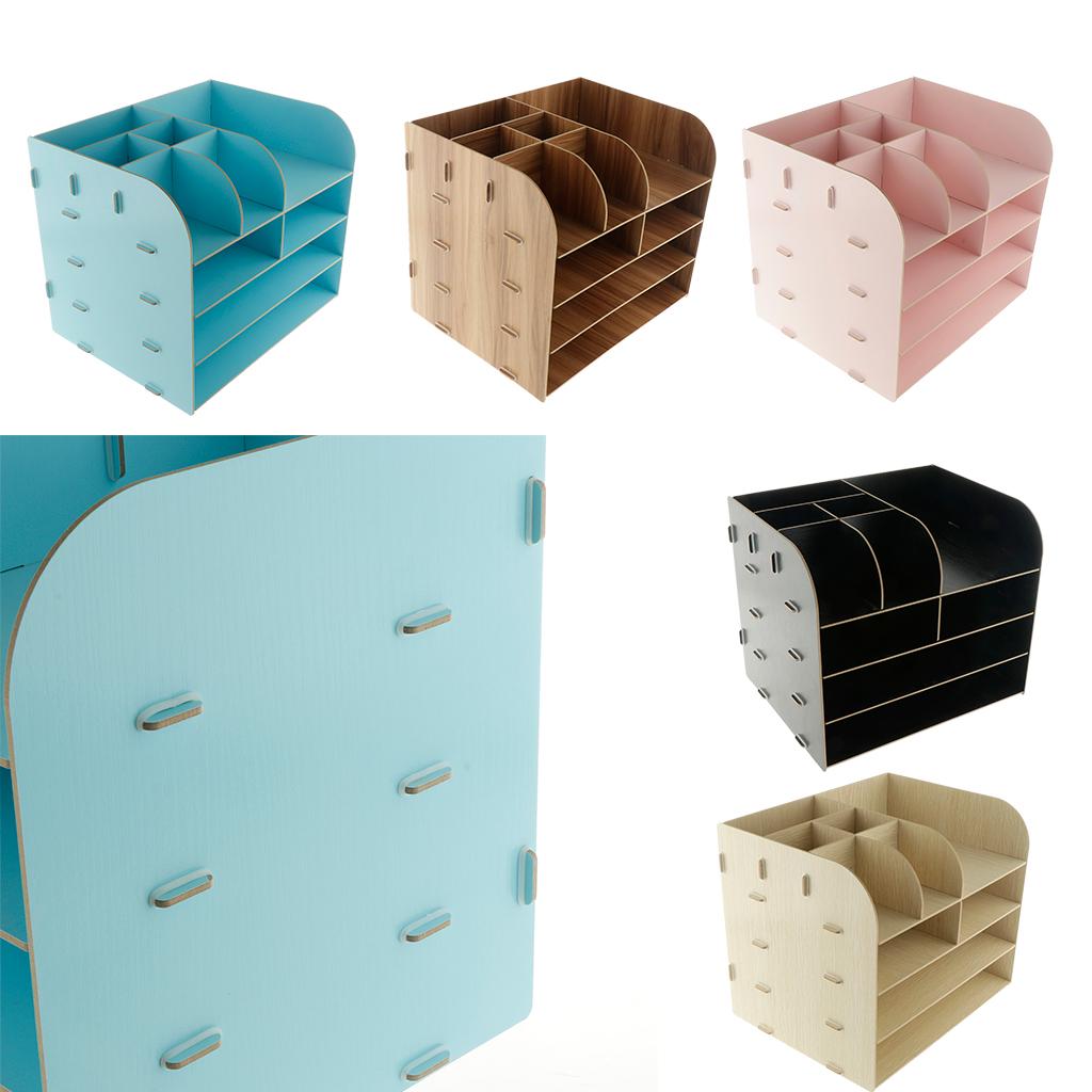 Wood Desktop Organizer Letter Tray File Mail Sorter gray