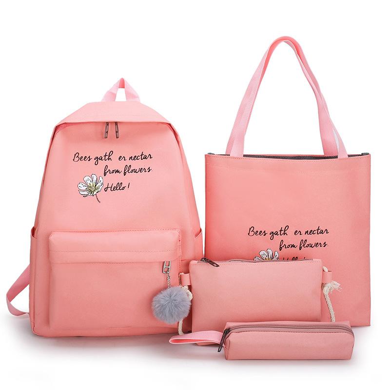 Vải Bố Schoolbags Cho Bé Gái Đeo Vai 4 Set Bộ Thời Trang Nữ Ba Lô Trường Cao Đẳng Tay Trẻ Em Kawaii Ba Lô