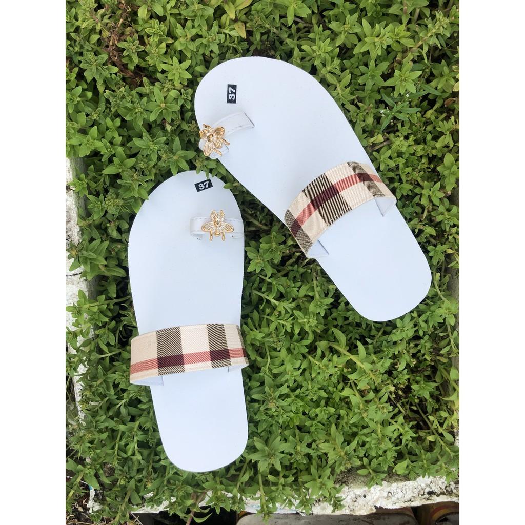 sandal đồng nai dép sỏ ngón nữ đế trắng quai ca rô sọc size từ 34 nữ đến 42 nữ