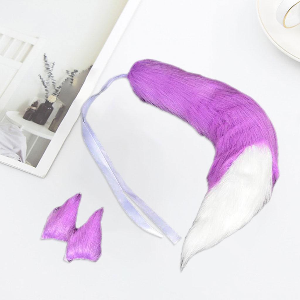Long Plush  Tail and Ears Anime Cosplay for Halloween Women Accs
