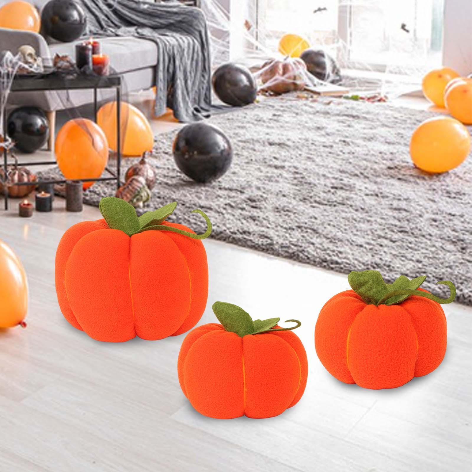 3Pcs Simulated Pumpkin Plush Toy Pumpkin Decoration Artwork Fake Pumpkin Tabletop Pumpkin Figurine Ornaments for Home Bedroom