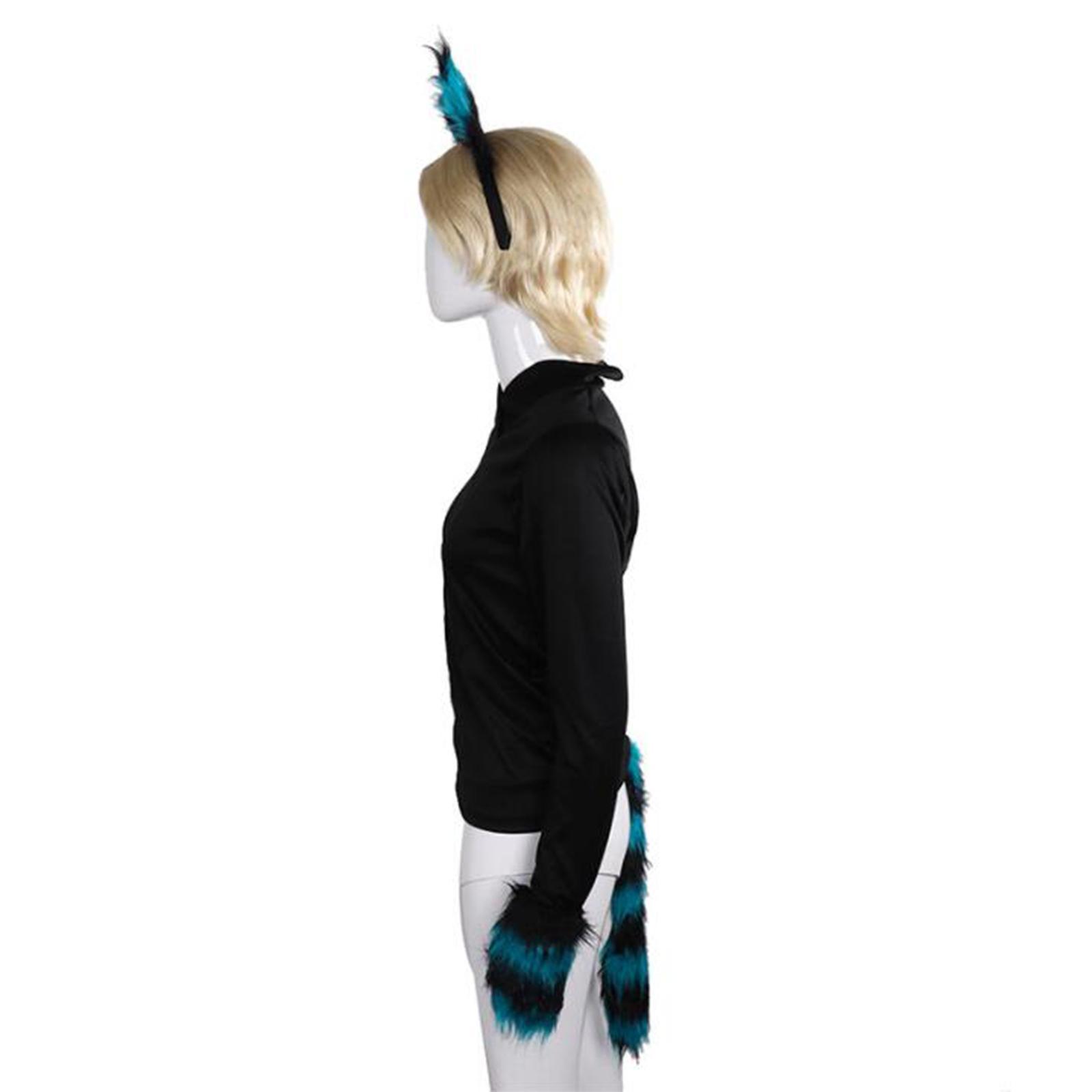 Fox Ears Hair Hoop Costume Cosplay Tail Set Dress Gift Headpiece for Masquerade Kids Adult