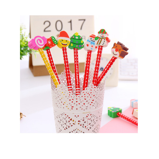Combo 10 cây Bút chì kèm cục gôm tẩy nhiều mẫu siêu dễ thương - Bút chì viết cho học sinh + Tặng 1 ví/bóp đựng tiền may mắn