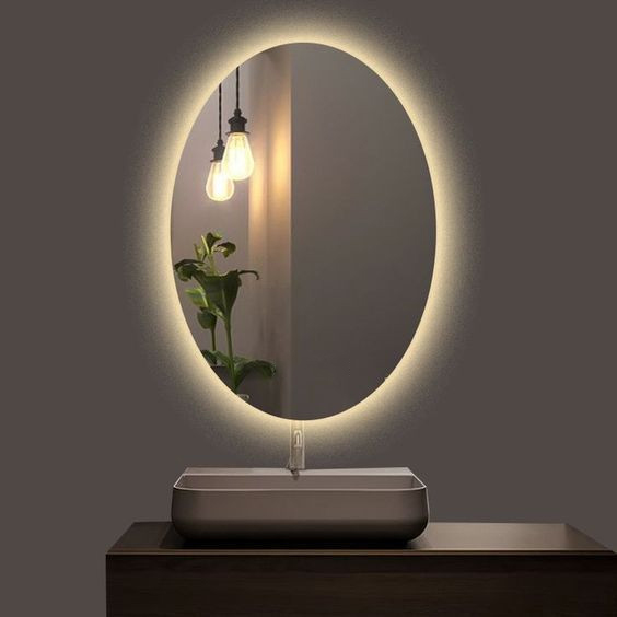 Gương Led Cảm Ứng Treo Tường Hình Elip Kích Thước Theo Yêu Cầu DLQ INTERIORS Trang Trí Nhà Cửa, Phòng Tắm