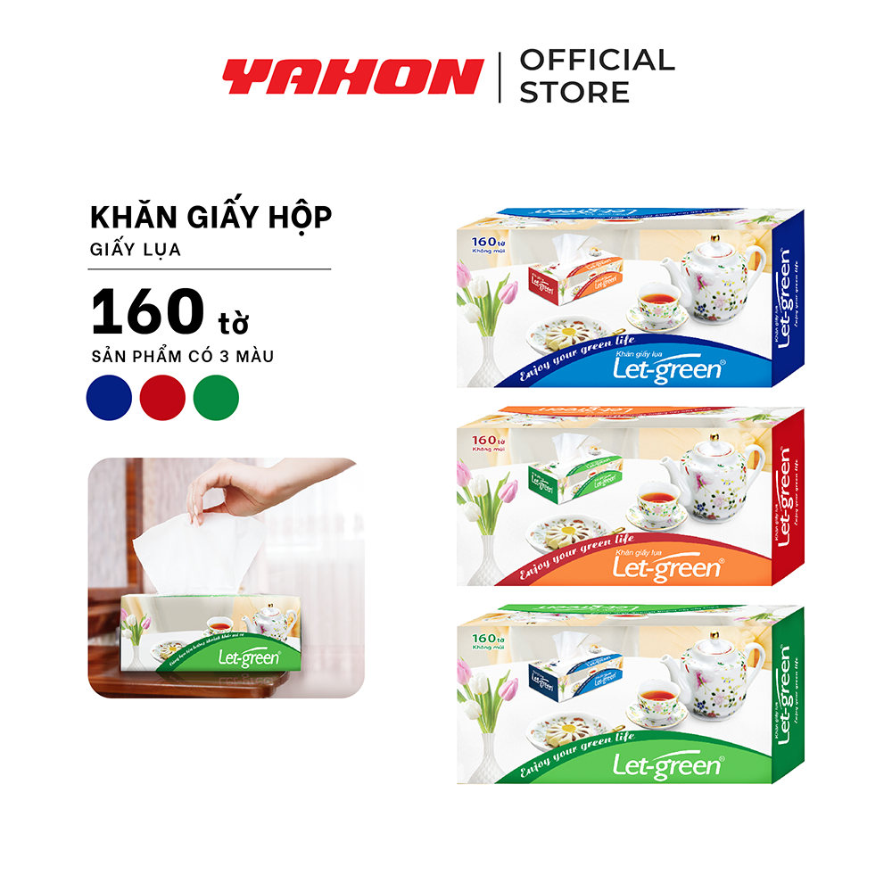 Combo 3 Hộp Khăn Giấy LET-GREEN, 160 Tờ/Hộp