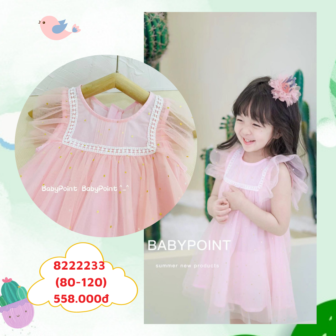 Váy công chúa cotton xinh cho bé gái diện hè