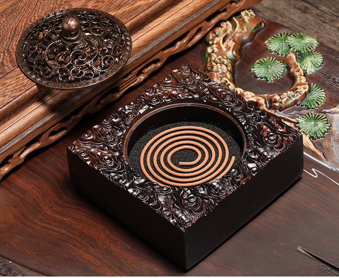 Lư đốt trầm hương mã LDT01 kt: 11cm x6.5cm nhang nụ, nhang vòng bằng gỗ mun chống cháy.