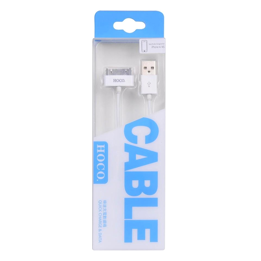 Dây Cáp Dành Cho iPhone 4 Hoco UP-301 (1.2m) - Trắng - Hàng Chính Hãng