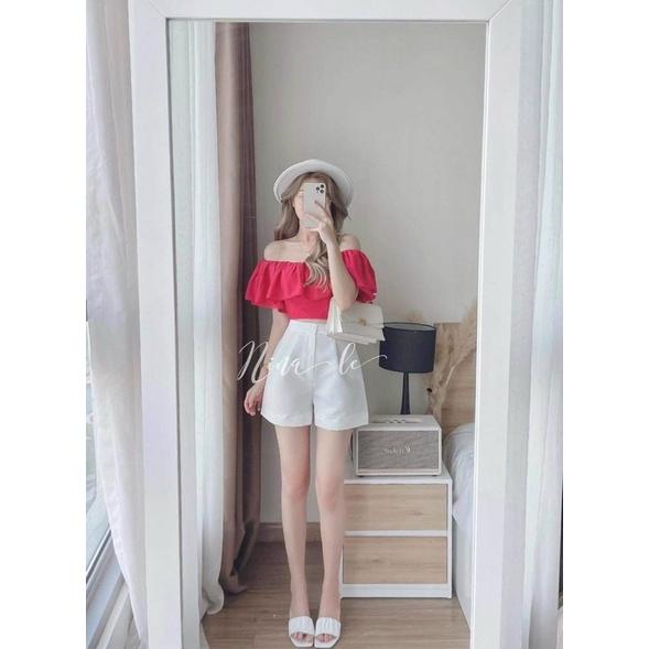 Sét áo trễ vai xếp bèo kèm quần xinh lung linh