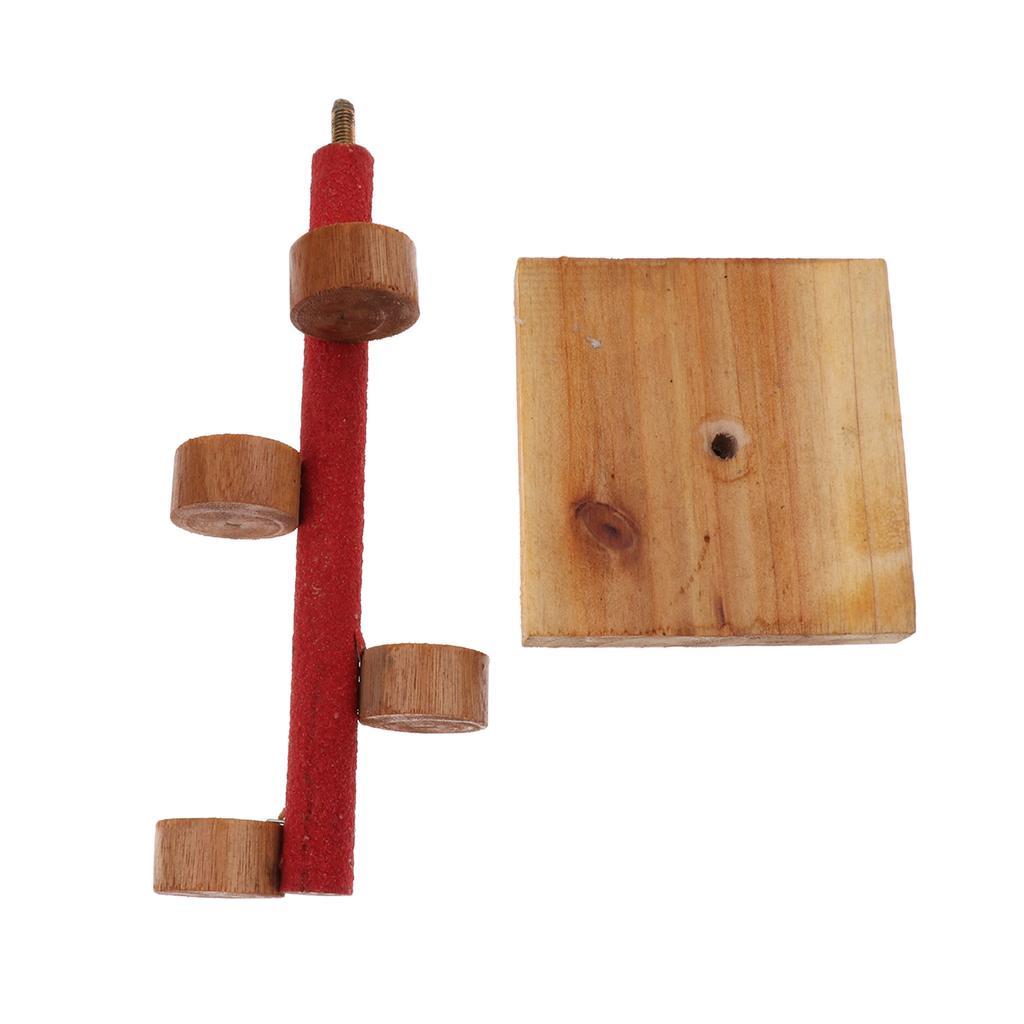 Natural Wood Pet Parrot Stand Toy Exercise Hamster Perches for Bird Cage