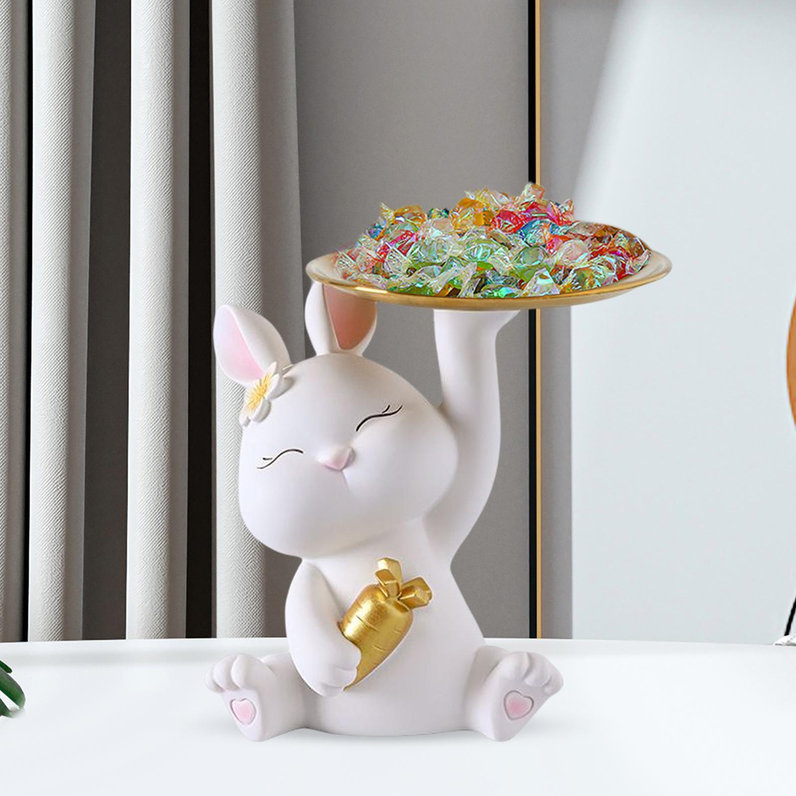 Bunny Statue Storage Tray Desk Organizer for Shop Tabletop Dining Room
