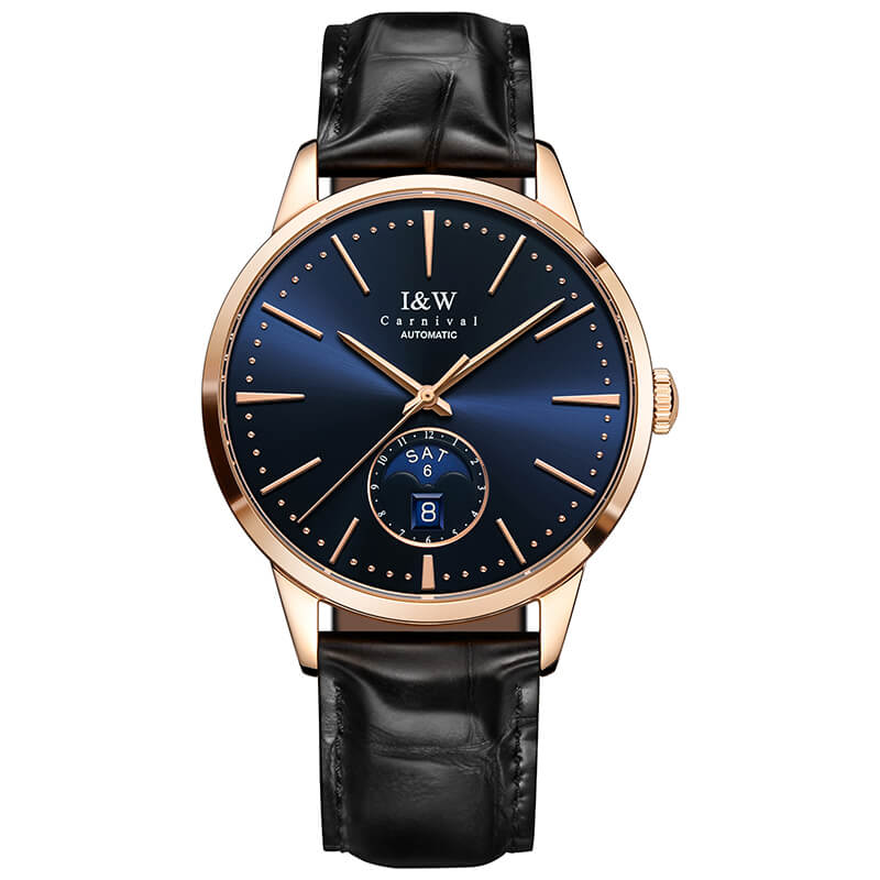 Đồng hồ nam chính hãng IW CARNIVAL IW541G-2 Kính sapphire ,chống xước,Chống nước ,Bảo hành 24 tháng,Máy cơ , MẠ vàng 18k, Dây da cao cấp